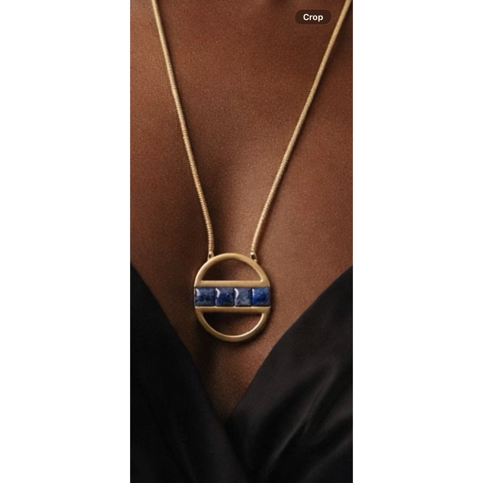 Banana Republic Gold Tone Lapis Lazuli Pendant Necklace 30 Inch Vintage